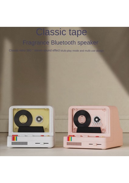 Klasik Bant Bluetooth Hoparlör Retro Kullanışlı Taşınabilir Aromaterapi Gece Lambası Çok Fonksiyonlu Mini Ses, Pembe (Yurt Dışından)