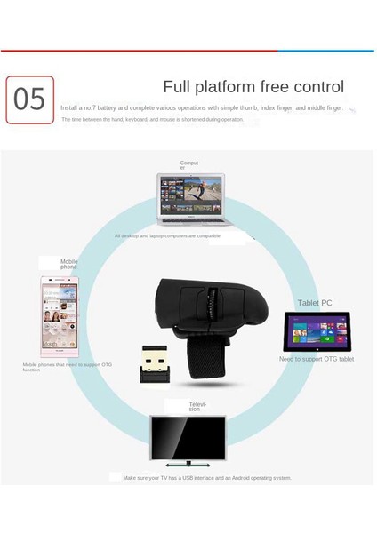 Mini 2.4g Kablosuz Parmak Yüzük Fare Ergonomik El Optik Seyahat Faresi (Siyah) (Yurt Dışından) modelleri