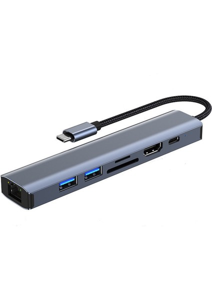 7ın1 Type C Hub USB 3.0 Çok Bağlantı Noktalı Splitter Adaptörü, Compute Pc Aksesuarları Için Pd Bağlantı Noktalı Kart Okuyucu (Yurt Dışından)