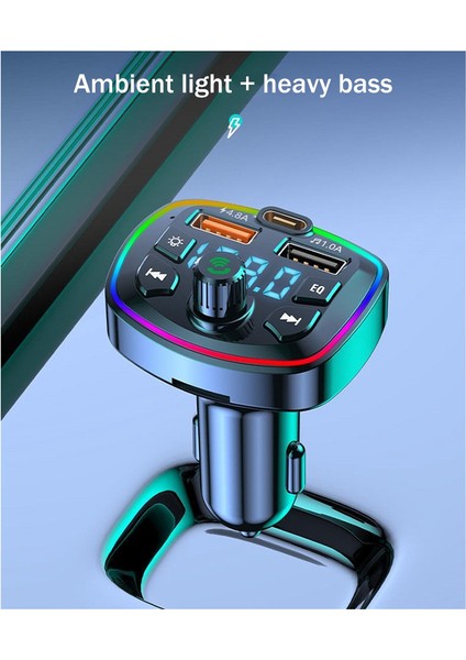 Araç Bluetooth Fm Verici Araç Bluetooth Mp3 Çalar Eq Atmosfer Işığı ile Çift USB Araç Şarj Cihazı (Yurt Dışından) fiyatları