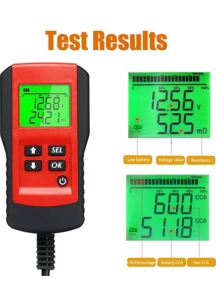 Otomobil Akü Test Cihazı Dahili Direnç Ömrü Pil Akım Kapasitesi Test Cihazı AE300 Tarayıcı Aracı, Sarı (Yurt Dışından) fırsatları