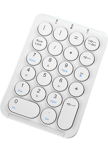 Kablosuz Sayısal Tuş Takımı Bluetooth Sayısal Tuş Takımı Yuvarlak Klavye Tuşları Numpad 22 Tuşlar Şarj Edilebilir Numara Klavye (Beyaz) (Yurt Dışından)