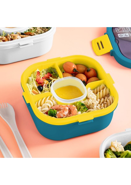 Çift Katmanlı Salata Öğle Yemeği Kabı 4 Bölmeli Sos (Yurt Dışından)