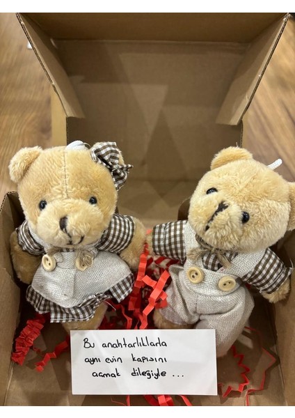 Çift Peluş Ayıcıklı Anahtarlık