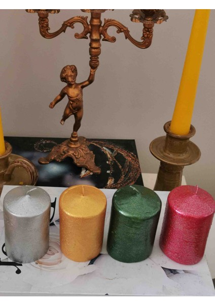 Iv Candles Homedecor Varaklı 4 Renk Baton Mum