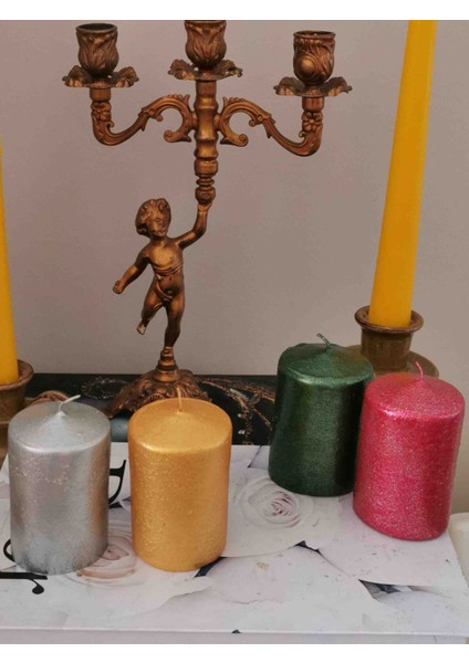 Iv Candles Homedecor Varaklı 4 Renk Baton Mum