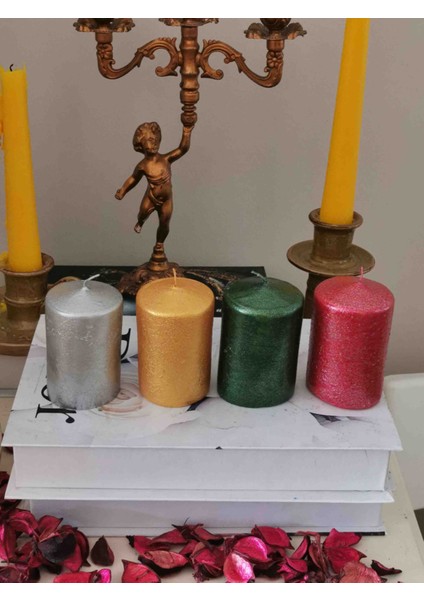 Iv Candles Homedecor Varaklı 4 Renk Baton Mum