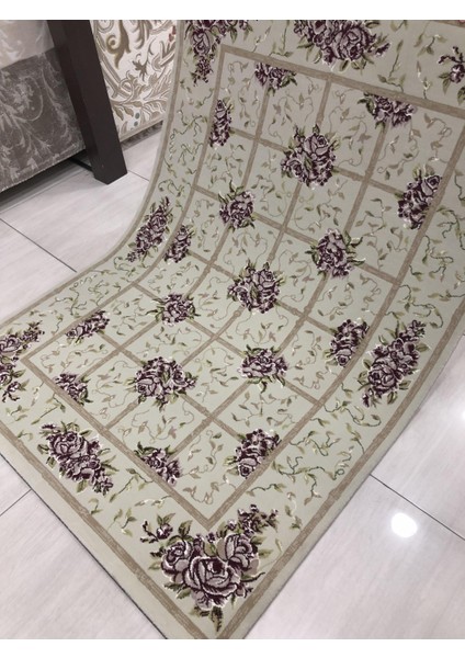 Tifanny 10109 Krem 125X180 Krem Pudra Yeşil Sık Halı !