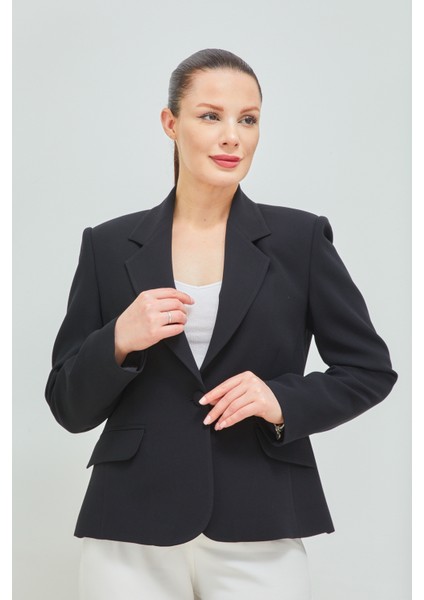 Kadın Tek Düğme Belden Oturtmalı Spor Ceket