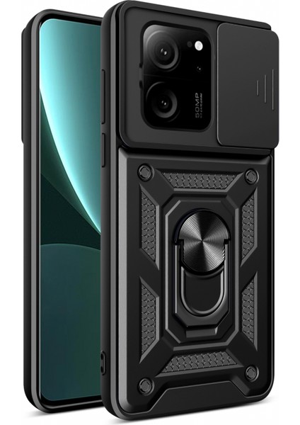 Xiaomi Mi 13T Pro Kılıf Ultra Korumalı Yüzüklü Manyetik Sürgülü Vega Kapak