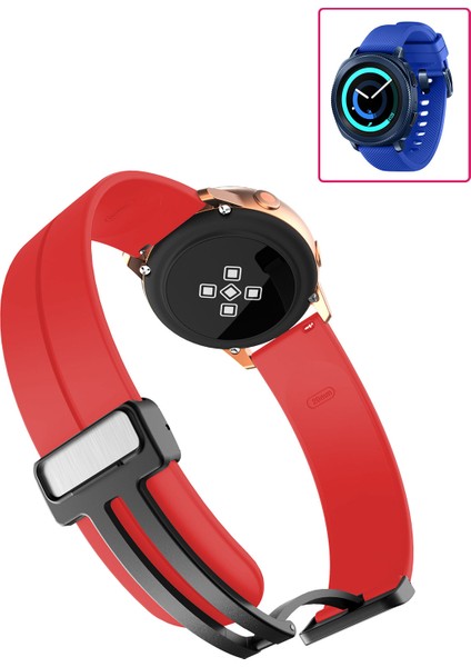Samsung Gear Sport Akıllı Saat Uyumlu Kordon Magnetic Klipsli Premium Kayış