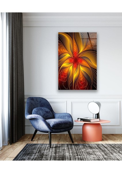 Soyut Temperli Cam Duvar Tablosu