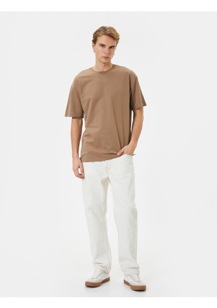 Basic Tişört Bisiklet Yaka Düşük Omuzlu Kısa Kollu Pamuklu fiyatları