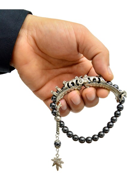 925 Ayar Gümüş Hematit Taşı Bileklik Olan Bio Tesbih