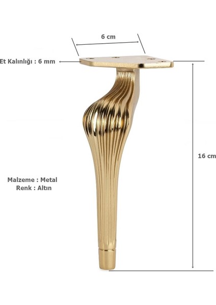 4 Adet Ottoman Lüx Metal Ayak 16 cm Altın Mobilya Koltuk Ayağı fiyatları