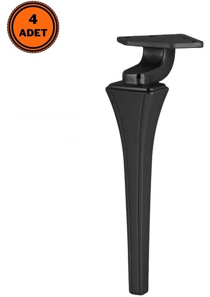 4 Adet Venüs Lüx Metal Ayak 16 cm Mat Siyah Mobilya Koltuk Ayağı