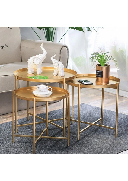Jusic Gold Dekoratif Zigon Sehpa