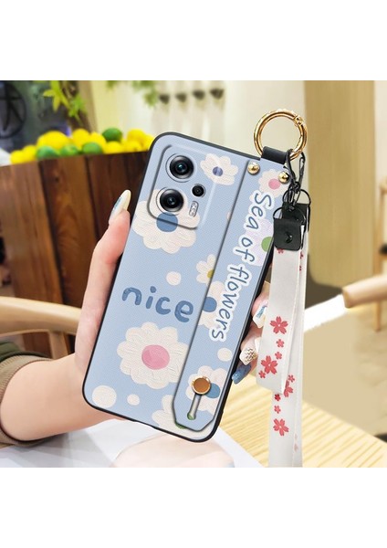 Xiaomi Redmi Note 13 Çiçek Desenli Yumuşak Bileklikli Telefon Kılıfı (Yurt Dışından)