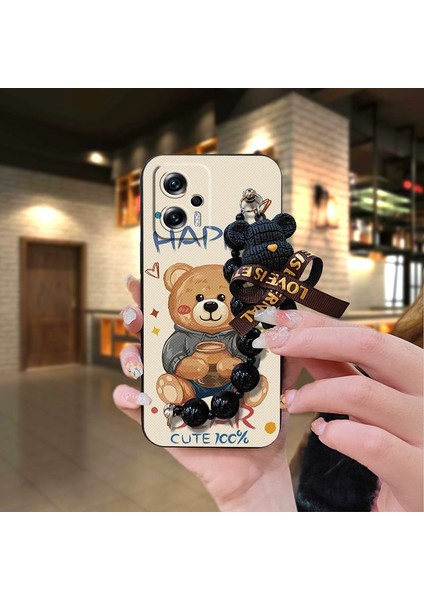 Xiaomi Redmi 13C Ayı Zincirli Darbeye Dayanıklı Yumuşak Telefon Kılıfı (Yurt Dışından)