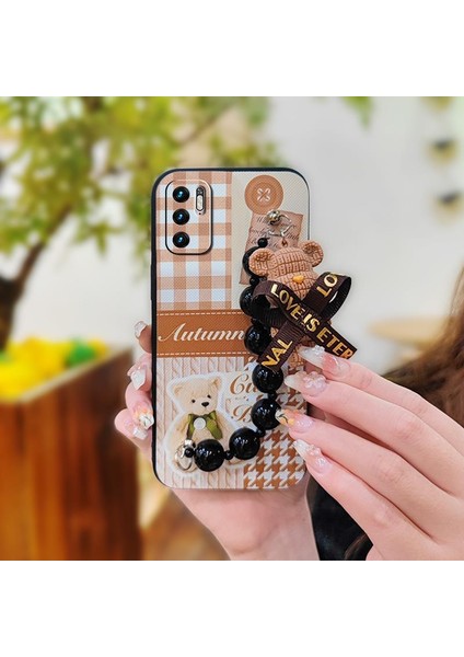 Xiaomi Redmi 13C Ayı Zincirli Darbeye Dayanıklı Yumuşak Telefon Kılıfı (Yurt Dışından)