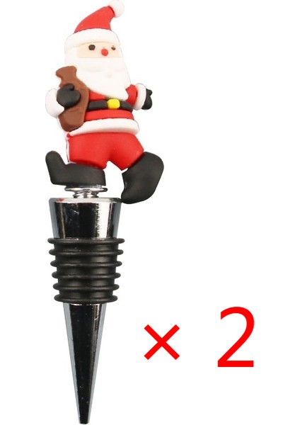 Iki Paket Noel Baba Pvc Malzeme Kırmızı Şarap Tıpası (Yurt Dışından)