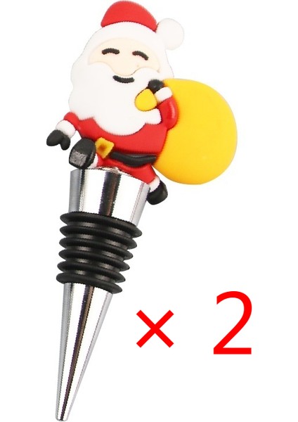 Iki Paket Noel Baba Pvc Malzeme Kırmızı Şarap Tıpası (Yurt Dışından)