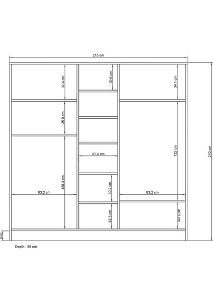 Sunroyal Concept Nil 210CM 5 Kapak Gardırop