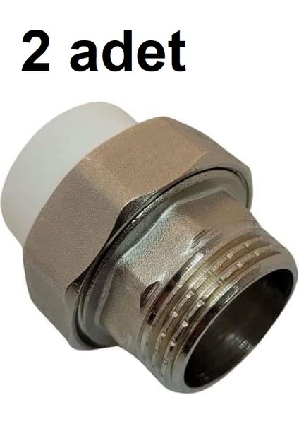 Pp Dış Diş Oynar Başlı 25*3/4 Dış Dişli Rekor-Erkek Nipel 2 Adet