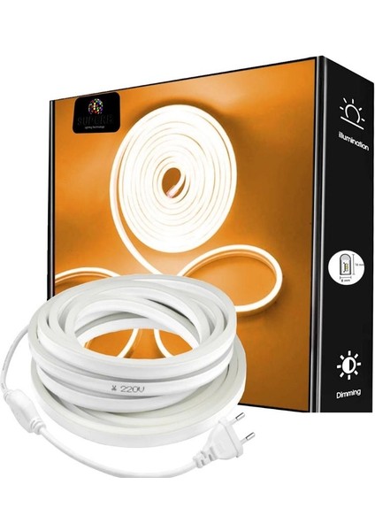 15 Metre Neon LED Şerit Amber Işık 220V