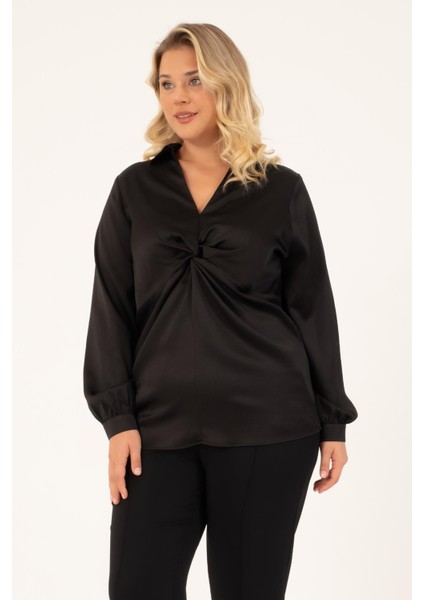 Önü Düğümlü Saten Bluz fiyatları