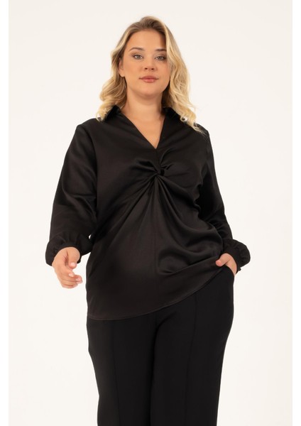 Önü Düğümlü Saten Bluz modelleri