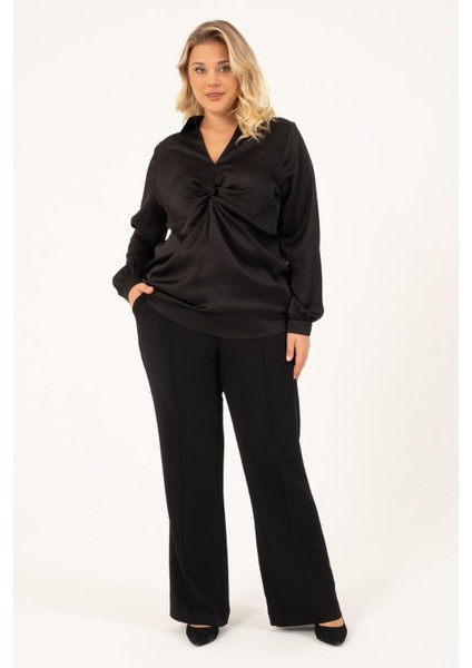 Önü Düğümlü Saten Bluz indirimleri
