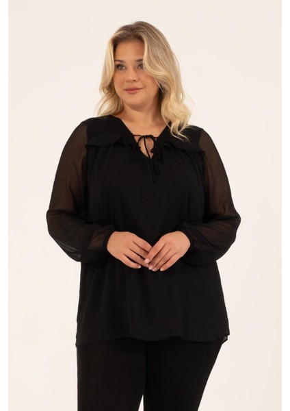 Önü Bağlamalı Fırfır Detaylı Bluz fiyatları