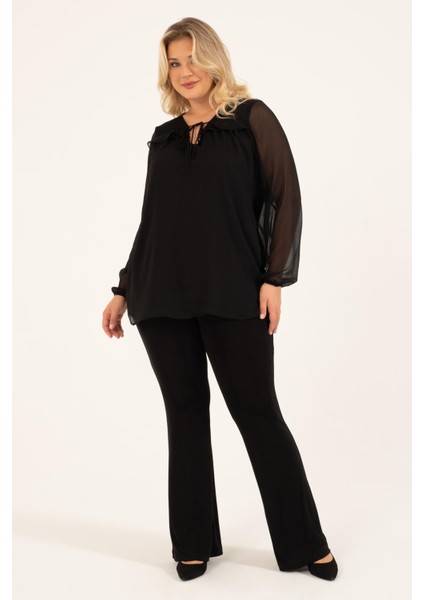 Önü Bağlamalı Fırfır Detaylı Bluz modelleri