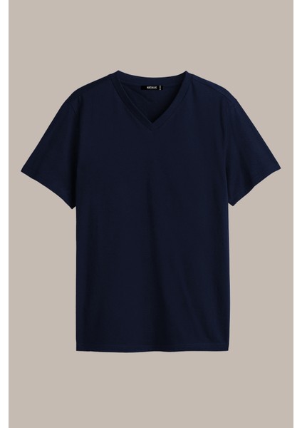 Metalıc Erkek Çok Renkli T- Shirt Regular Fit Rahat Kesim V Yaka 5'li Basic Tişört Paketi