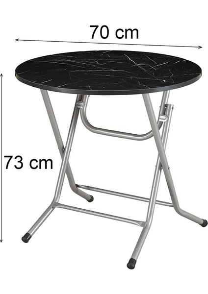 Jupiter 70 cm Yuvarlak Katlanır Metal Ayaklı Çok Amaçlı Masa Bahçe Balkon Masası