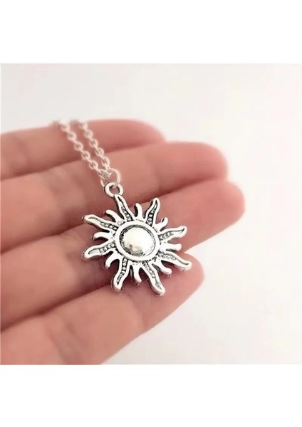 Güneş Kolye Kadın Erkek Örme Zincir