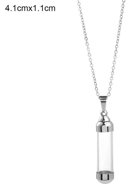 Kapağı Açılabilen Cam Şişe Çelik Tüp Kolye Kadın & Erkek modelleri