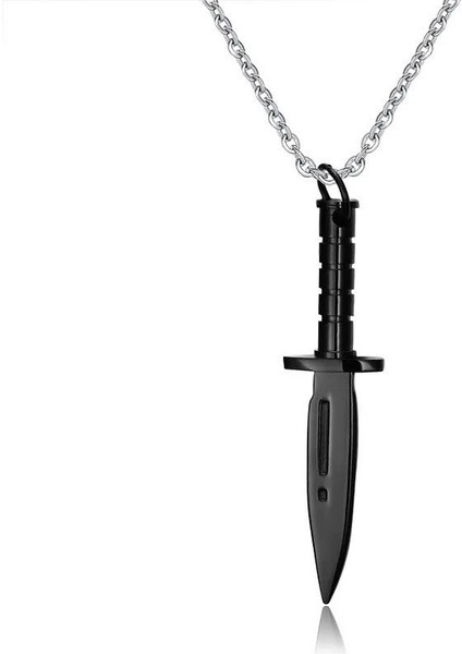 Gastronomi Temalı Siyah Bıçak Erkek Kadın Kolye