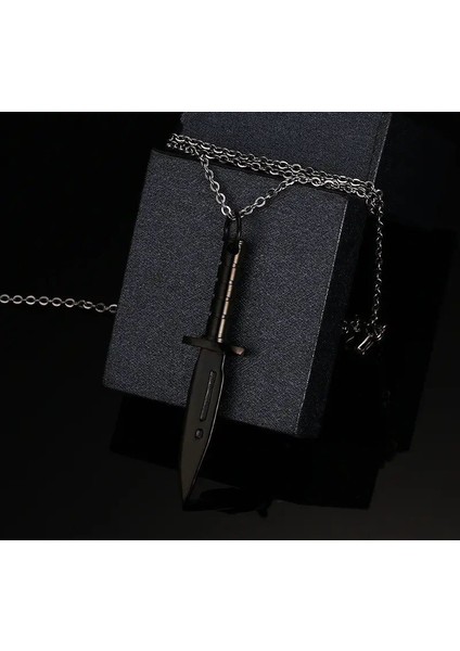 Gastronomi Temalı Siyah Bıçak Erkek Kadın Kolye fiyatları