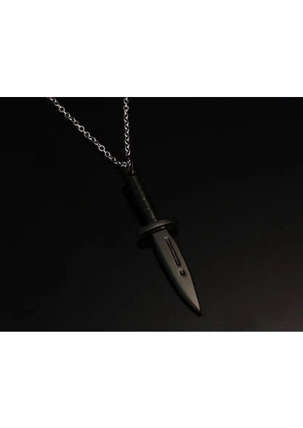 Gastronomi Temalı Siyah Bıçak Erkek Kadın Kolye modelleri