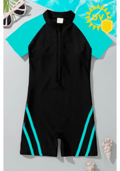 Çocuk Uv Korumalı Kısa Kollu Yüzücü Tulum Mayo Havuz ve Deniz Mayosu Kids Swimwear Unisex modelleri