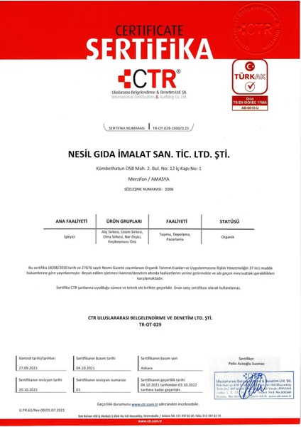 Elma Sirkesi – Organik Sertifikalı (500ML) modelleri