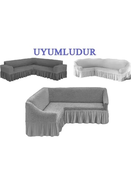 Furkanticaret Bürümcük Kumaş, Etekli L Köşe Koltuk Örtüsü. 1 Adet Esnek, Lastikli, Süngerli L Koltuk Kılıfı indirimleri
