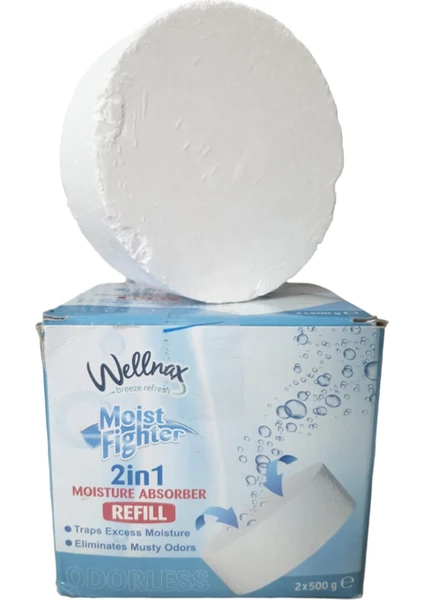 Wellnax Breeze Refresh Rutubet Giderici Nem Alıcı Yedek Tablet 2X500 gr -Banyo Nem ve Rutubet Giderici-Oda Rutubet Giderici