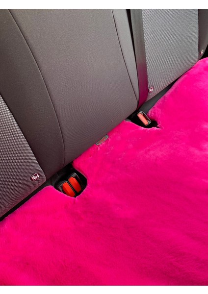 Yumuşak Tüylü Peluş Serme Oto Koltuk Koruyucu Minder Arka Fuşya Pembe