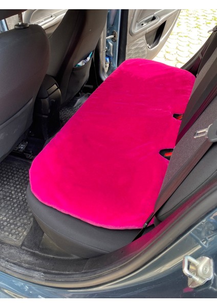 Yumuşak Tüylü Peluş Serme Oto Koltuk Koruyucu Minder Arka Fuşya Pembe