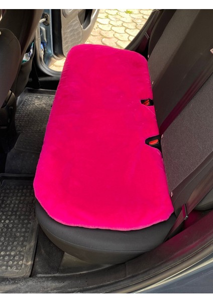 Yumuşak Tüylü Peluş Serme Oto Koltuk Koruyucu Minder Arka Fuşya Pembe