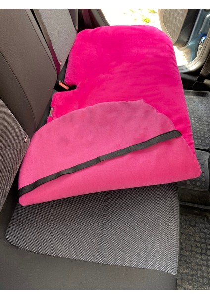 Yumuşak Tüylü Peluş Serme Oto Koltuk Koruyucu Minder Arka Fuşya Pembe