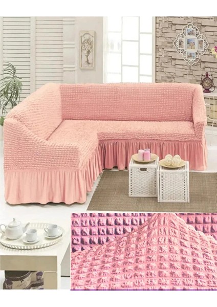 Furkanticaret Bürümcük Kumaş, Etekli L Köşe Koltuk Örtüsü. 1 Adet Esnek, Lastikli, Süngerli L Koltuk Kılıfı